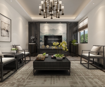 New Chinese Style A Living Room-ID:811308654