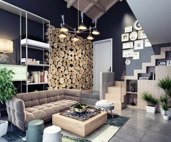 Nordic Style A Living Room-ID:385635916