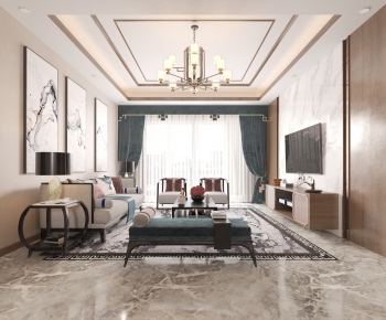 New Chinese Style A Living Room-ID:893889791