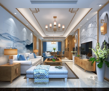 New Chinese Style A Living Room-ID:880226312