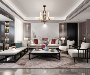 New Chinese Style A Living Room-ID:902030133