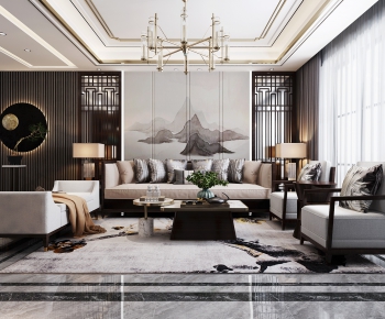 New Chinese Style A Living Room-ID:182381175