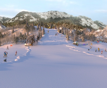 现代冬季室外滑雪场-ID:861254475
