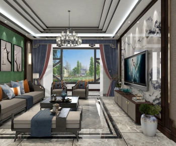 New Chinese Style A Living Room-ID:950301515