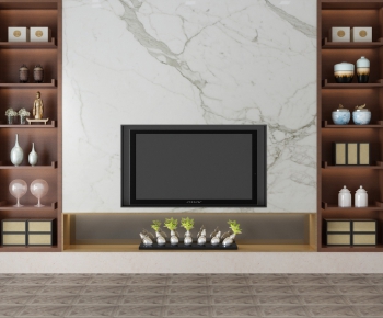 New Chinese Style TV Wall-ID:359863518