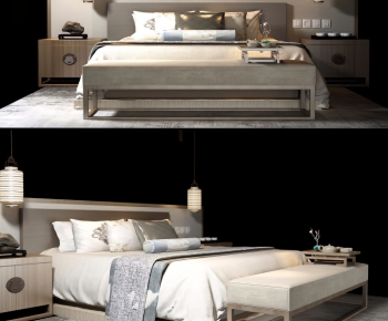 New Chinese Style Double Bed-ID:707076424