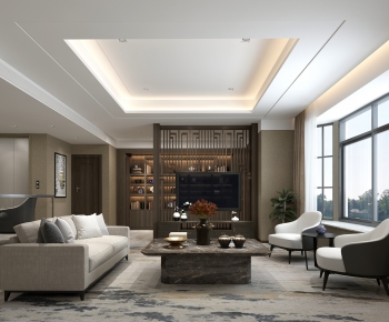 New Chinese Style A Living Room-ID:524479328