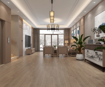 New Chinese Style A Living Room-ID:513906682