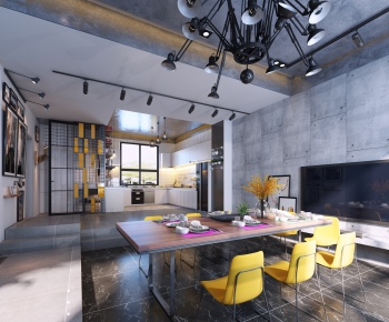 Industrial Style Dining Room-ID:924267458