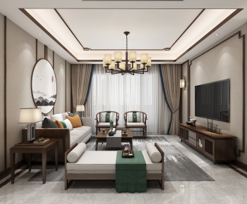 New Chinese Style A Living Room-ID:476996378