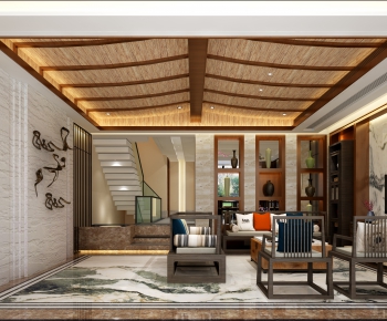 New Chinese Style A Living Room-ID:791499427