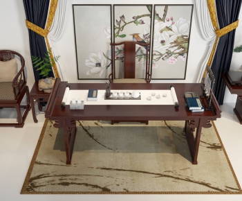 Chinese Style Computer Desk And Chair-ID:421821717
