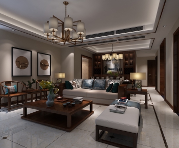 New Chinese Style A Living Room-ID:933541165