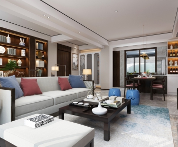 New Chinese Style A Living Room-ID:225351648