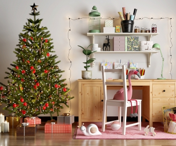 现代儿童书桌椅圣诞树-ID:798033666