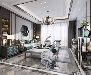 New Chinese Style A Living Room-ID:460172937