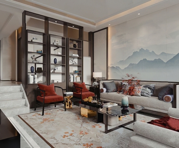 New Chinese Style A Living Room-ID:878065176