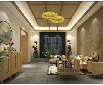 New Chinese Style A Living Room-ID:412896228