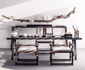 新中式茶桌椅端景台组合-ID:178276643