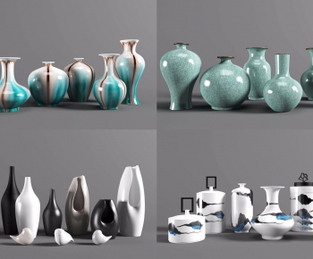 新中式陶瓷花瓶罐子组合-ID:114862381