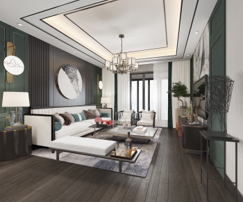 New Chinese Style A Living Room-ID:387069631