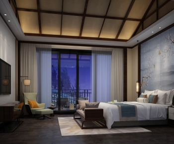 New Chinese Style Bedroom-ID:595635793