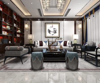 New Chinese Style A Living Room-ID:466851936