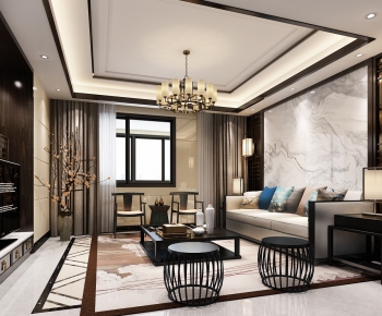 New Chinese Style A Living Room-ID:380910987