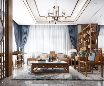 New Chinese Style A Living Room-ID:636164283