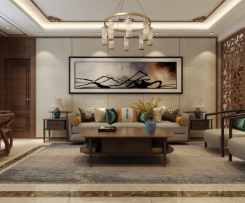 New Chinese Style A Living Room-ID:533520114