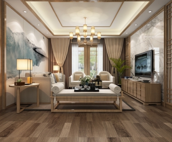 New Chinese Style A Living Room-ID:426963683