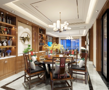 New Chinese Style Dining Room-ID:681249947