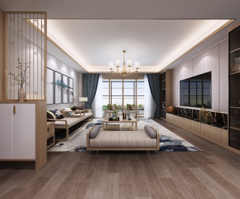 New Chinese Style A Living Room-ID:683902111