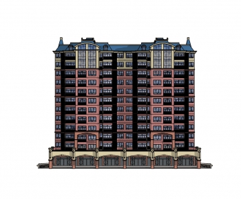 欧式高层公寓楼建筑外观-ID:154294213