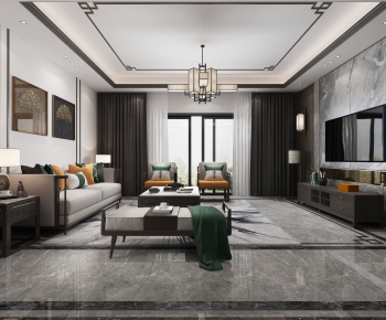 New Chinese Style A Living Room-ID:125645282