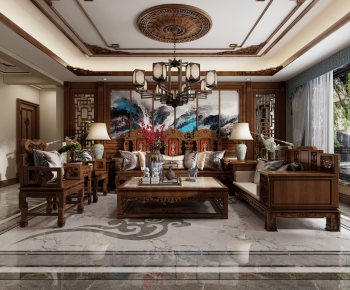 Chinese Style A Living Room-ID:859550532