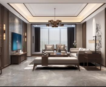 New Chinese Style A Living Room-ID:101320497