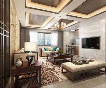 New Chinese Style A Living Room-ID:229196566