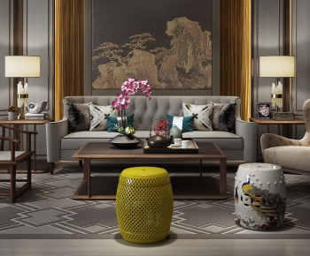 New Chinese Style Sofa Combination-ID:256225165