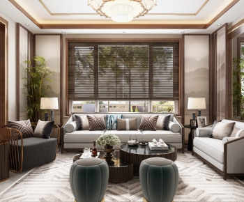 New Chinese Style A Living Room-ID:706950373