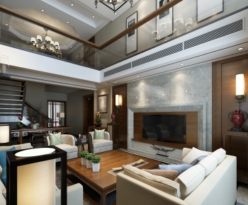 New Chinese Style A Living Room-ID:485492182
