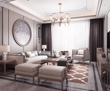 New Chinese Style A Living Room-ID:472664974