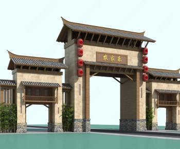 New Chinese Style Facade Element-ID:965426245