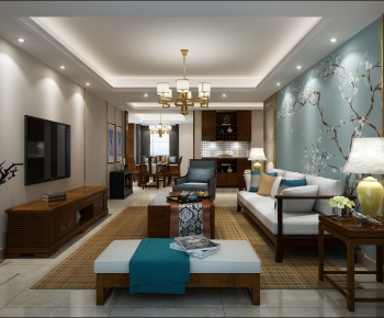 New Chinese Style A Living Room-ID:798697784