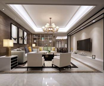 New Chinese Style A Living Room-ID:643766894