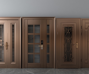 Simple European Style Unequal Double Door-ID:320047245