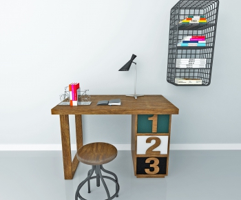 Industrial Style Computer Desk And Chair-ID:335706968