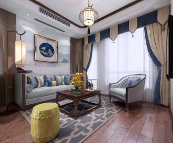 New Chinese Style A Living Room-ID:412605741
