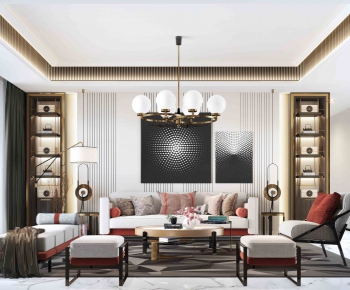 New Chinese Style A Living Room-ID:122338534