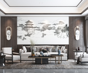 New Chinese Style A Living Room-ID:666175973